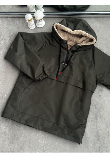 İçi Kürklü Kanguru Cep Mont Su Geçirmez modelleri