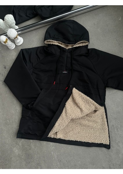 İçi Kürklü Kanguru Cep Mont Su Geçirmez