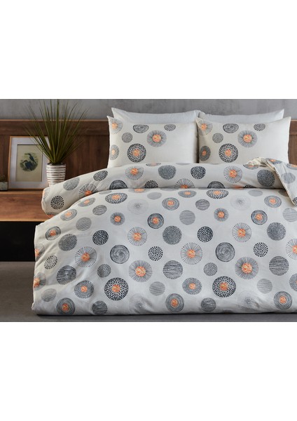 Polycotton Pamuklu Nevresim Takımı Cosmos Tek King Size - Gri