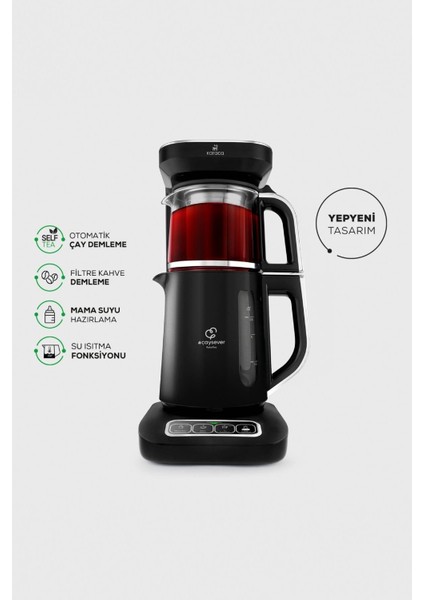 Çaysever Robotea Pro 4in1 Konuşan Otomatik Çay Makinesi, Isıtıcı ve Filtre Kahve Demleme Mak.