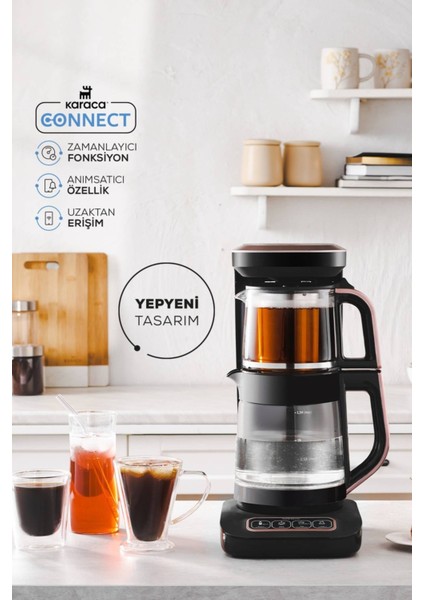 Çaysever Robotea Pro Connect 4 In 1 Konuşan Otomatik Cam Çay ve Filtre Kahve Demleme Makinesi