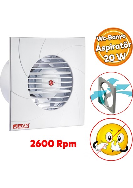 Dekoratif Banyo Wc Havalandırma Aspiratörü Fanı Kirli Hava Kötü Koku Fanı Plastik Vantilatör 100 mm