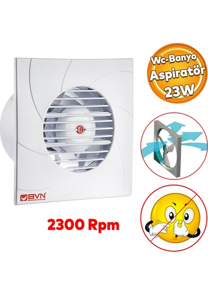 Dekoratif Banyo Wc Havalandırma Aspiratörü Fanı Kirli Hava Kötü Koku Fanı 100 mm