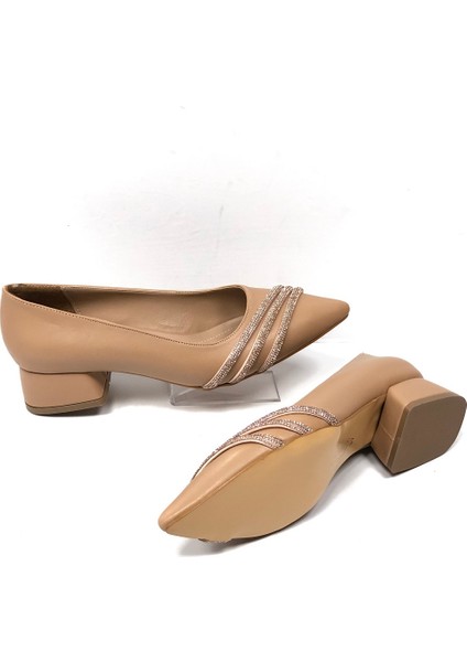 Kafkaslar Ayakkabı Kafkaslar Klasik Üç Şerit Taşlı 3 Cm Kısa Topuklu Babet Kadın Ayakkabı modelleri