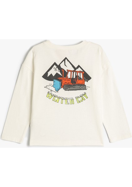 Tişört Uzun Kollu Bisiklet Yaka Yazı Baskılı Pamuklu fiyatları