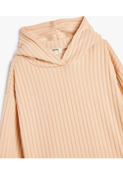 Kapşonlu Sweatshirt Fitilli Yumuşak Dokulu