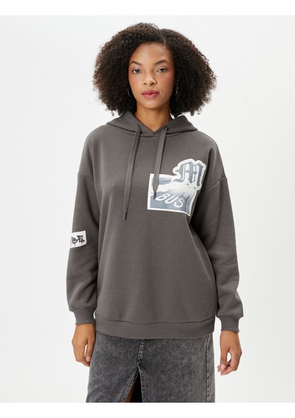 Kapşonlu Sweatshirt Arkası Ve Önü Aplike Detaylı Şardonlu modelleri