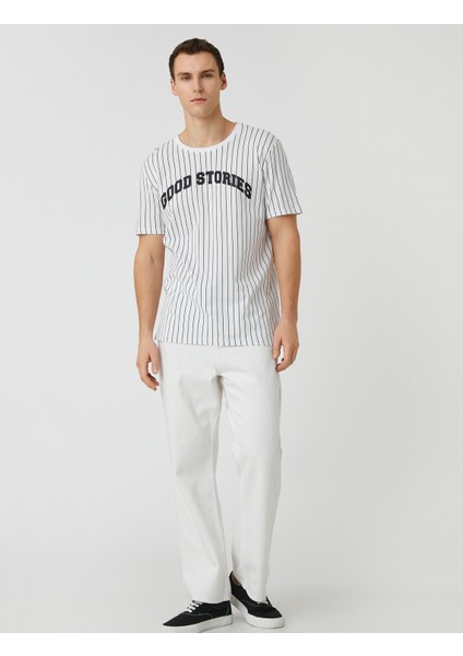 Slogan Baskılı Tişört Bisiklet Yaka Kısa Kollu fiyatları