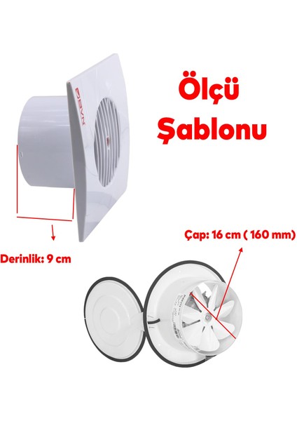 Kapaklı Banyo Wc Havalandırma Aspiratörü Fanı Kirli Hava Kötü Koku Fanı Metal Vantilatör 160 mm fiyatları