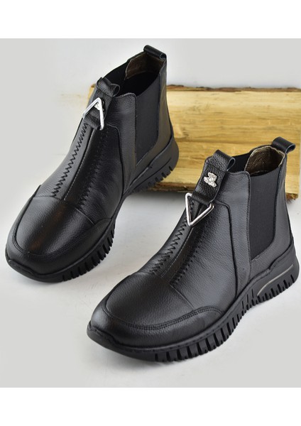 1833 Tam Ortopedik Siyah Hakiki Deri Kadın Bot Ayakkabı Anne Kışlık Deri Bot fiyatları