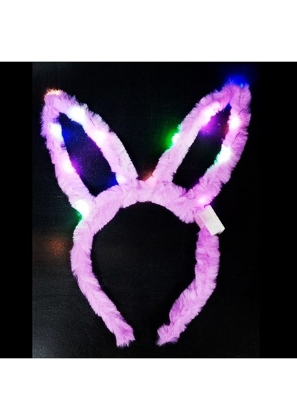 Mor Tavşan Peluş Işıklı Taç 13X10 cm