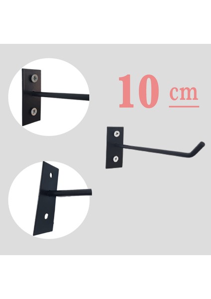 100 Adet 10 cm Siyah Duvara ve Suntaya Monte Kanca, Monteli Kanca Askı, Aksesuar, Bijuteri Kancası