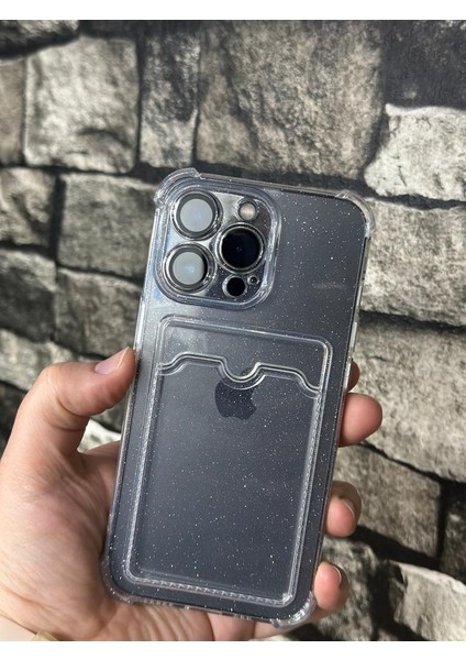 Iphone 12 Pro Max Kılıf Simli Kartlıklı Darbe Emicili Şeffaf Renk Silikon Kılıf Kapak fiyatları