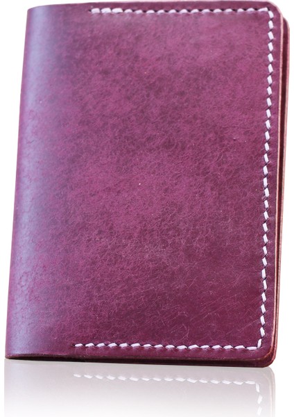 Hakiki Deri Mor Ruhsat Kabı