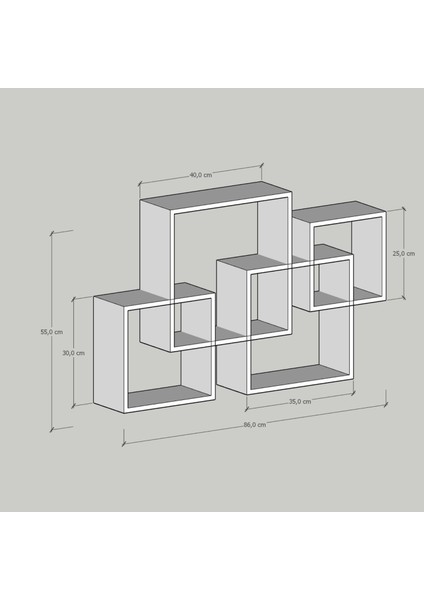 Mira Dekoratif Duvar Rafı - Kare Duvar Rafı - Duvar Kitaplığı