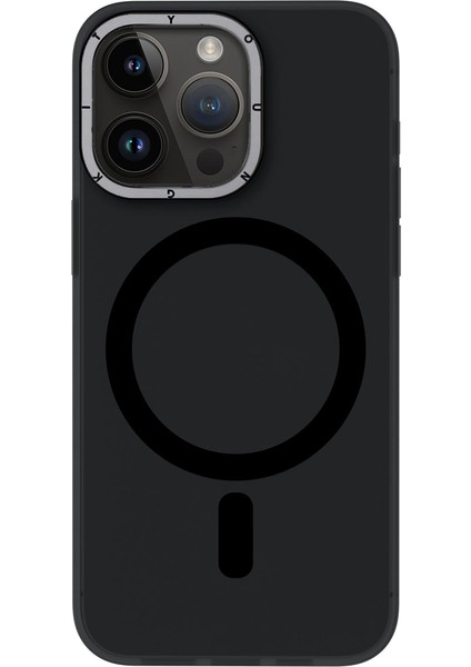 iPhone 14 Pro Max Uyumlu Kılıf Magsafe Şarj Özellikli Youngkit Hidden Sand Serisi Kapak Siyah