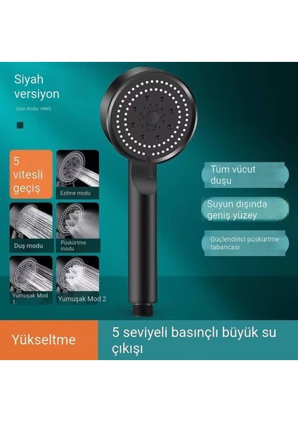 Süperşarjlı Duş Başlığı Duş Başlığı Seti Siyah Savaşçı Banyo Banyo El Duş Başlığı Duş Başlığı Braketi (Yurt Dışından)