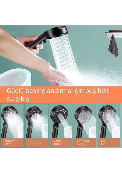 Süperşarjlı Duş Başlığı Duş Başlığı Seti Siyah Savaşçı Banyo Banyo El Duş Başlığı Duş Başlığı Braketi (Yurt Dışından)