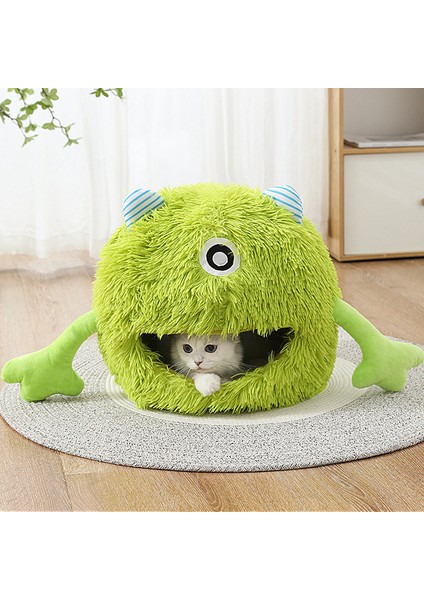 Evcil Hayvan Yatağı, Kış Sıcak Kedi Yuvası, Çıkarılabilir ve Yıkanabilir Yarı Kapalı Kedi Yuvası, Karikatür Peluş Evcil Hayvan Evi (Yurt Dışından)