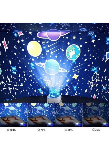 Küçük Roket Projektör Yıldızlı Gökyüzü Lambası Çocuk Atmosfer Işığı Gece Lambası (Yurt Dışından)