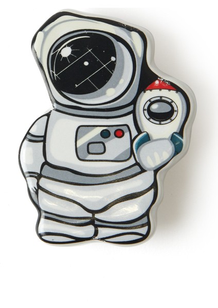 Astronot Büyük Düğme Kulp - Beyaz / Siyah