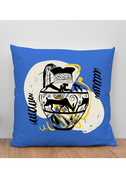 Modern Art Tasarımlı Mavi Kırlent Yastık, Arkadaşa Hediye, Ev Dekorasyonu, Ev Hediyesi-11