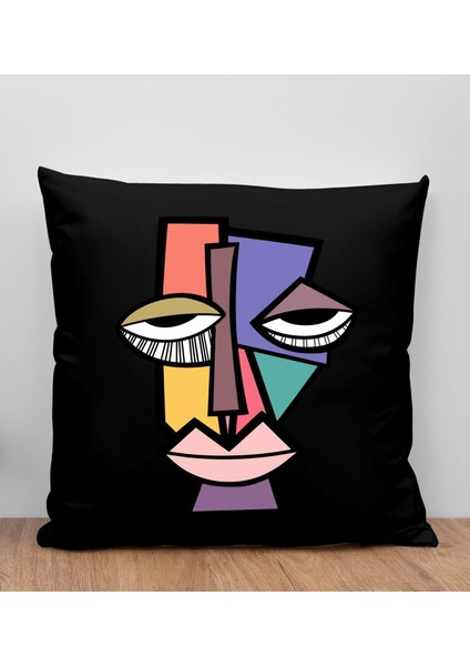 Modern Art Tasarımlı Siyah Kırlent Yastık, Arkadaşa Hediye, Ev Dekorasyonu, Ev Hediyesi-9