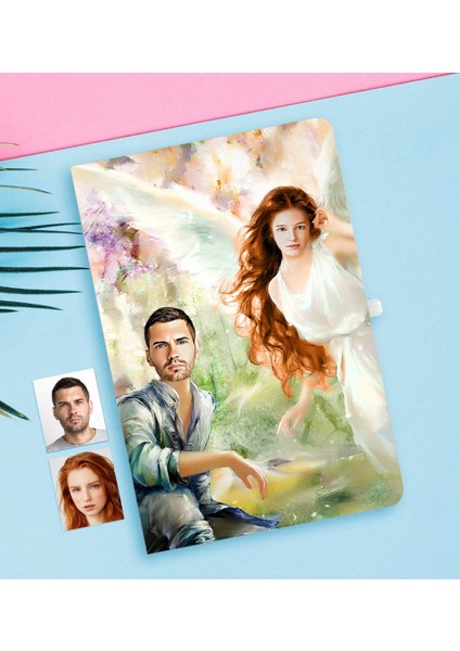Kişiye Özel Sevgililer Karikatürlü Beyaz Defter-38