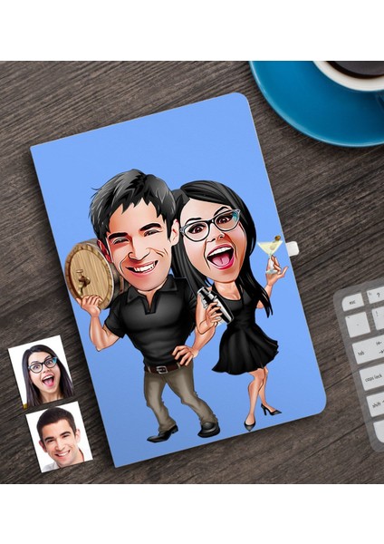 Kişiye Özel Sevgililer Karikatürlü Defter-18