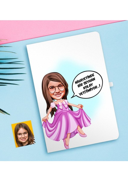 Kişiye Özel Kız Çocuk Kolay Yetişmiyor Karikatürlü Beyaz Defter-4