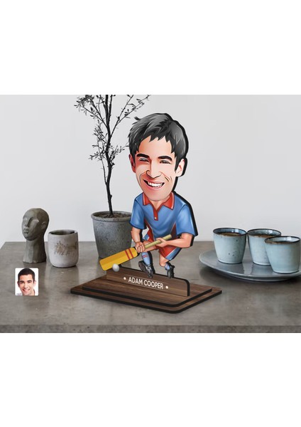 Kişiye Özel Cricket Karikatürlü Ahşap Biblo-1 , Arkadaşa Hediye , Sevgiliye Hediye, Kişiye Özel Biblolar modelleri