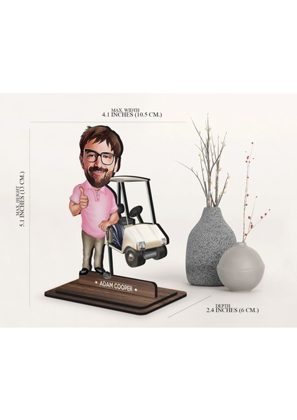Kişiye Özel Golf Oyuncusu Karikatürlü Ahşap Biblo-7 , Arkadaşa Hediye , Sevgiliye Hediye, Kişiye Özel Biblolar fırsatları