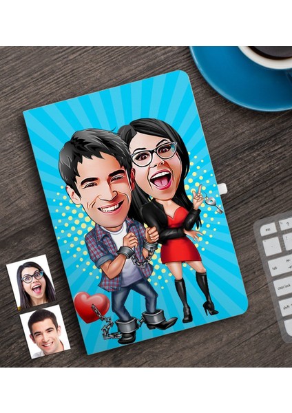 Kişiye Özel Sevgililer Karikatürlü Defter-1