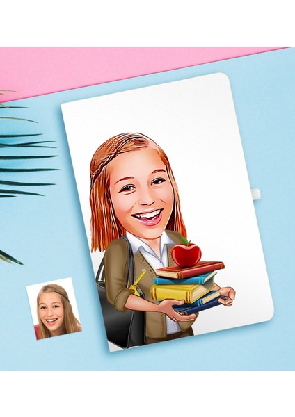 Kişiye Özel Bayan Öğretmen Karikatürlü Defter-4