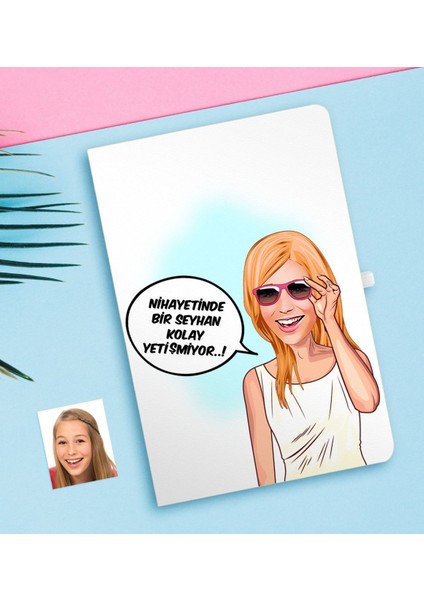 Kişiye Özel Bayan Kolay Yetişmiyor Karikatürlü Beyaz Defter-4