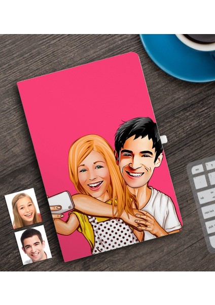 Kişiye Özel Sevgililer Karikatürlü Defter-19