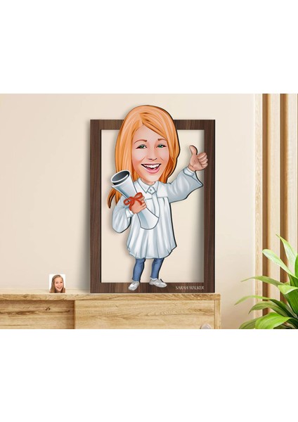 Kişiye Özel Mezun Karikatürlü 3D Ahşap Tablo-1, Sevgiliye Hediye, Arkadaşa Hediye, Doğum Günü Hediyesi