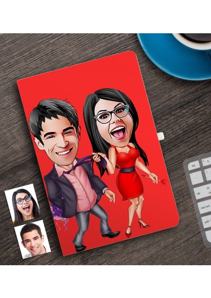 Kişiye Özel Sevgililer Karikatürlü Defter-4