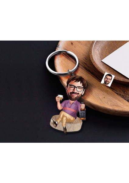 Kişiye Özel Erkek Karikatürlü Ahşap Anahtarlık, Sevgiliye Hediye, Erkek Hediyesi, Doğum Günü Hediyesi-9 modelleri