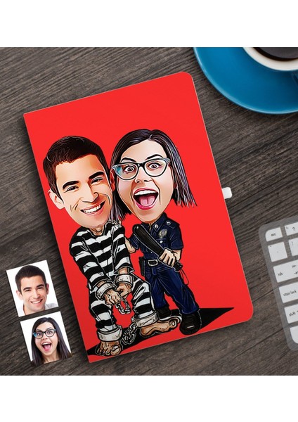 Kişiye Özel Sevgililer Karikatürlü Defter-7