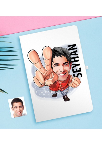 Kişiye Özel Bay Karikatürlü Beyaz Defter-33