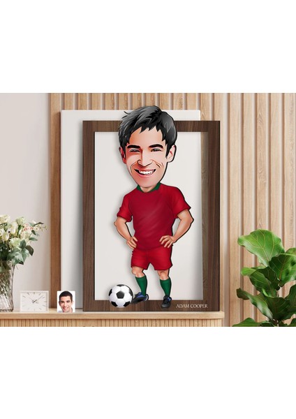 Kişiye Özel Erkek Futbolcu Karikatürlü 3D Ahşap Tablo-12, Sevgiliye Hediye, Arkadaşa Hediye, Doğum Günü Hediyesi fiyatları