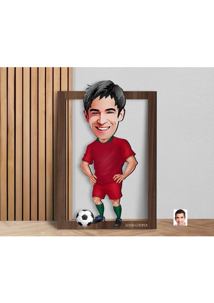Kişiye Özel Erkek Futbolcu Karikatürlü 3D Ahşap Tablo-12, Sevgiliye Hediye, Arkadaşa Hediye, Doğum Günü Hediyesi fırsatları