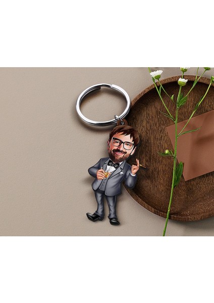 Kişiye Özel Erkek Karikatürlü Ahşap Anahtarlık, Sevgiliye Hediye, Erkek Hediyesi, Doğum Günü Hediyesi-13