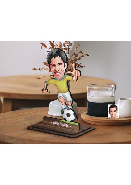 Kişiye Özel Futbolcu Karikatürlü Ahşap Biblo-10 , Arkadaşa Hediye , Sevgiliye Hediye, Kişiye Özel Biblolar