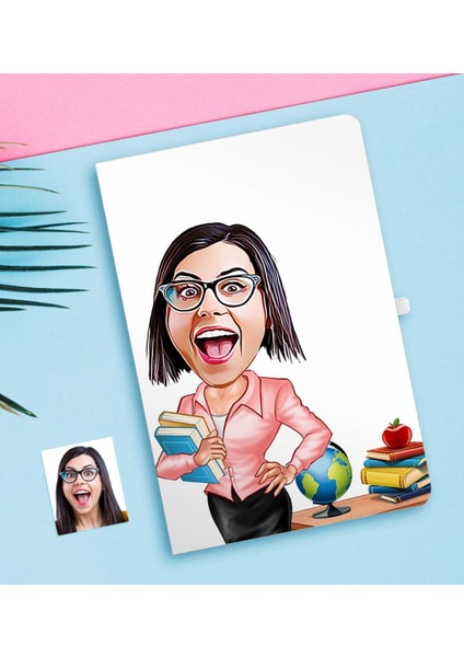 Kişiye Özel Bayan Öğretmen Karikatürlü Defter-5