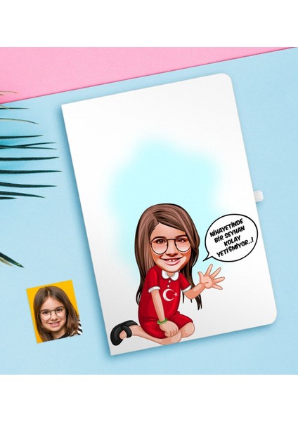 Kişiye Özel Kız Çocuk Kolay Yetişmiyor Karikatürlü Beyaz Defter-3