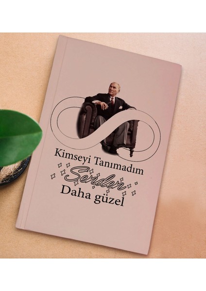 Kimseyi Tanımadım Ben Atatürk Temalı Pembe Sert Kapaklı Defter ve Middle Kupa Seti-1