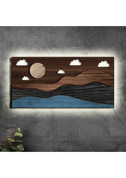 LED Işıklı Dağ Tasarımlı Ahşap Bar TABELASI(38X19CM)-1, Home Bar Tabela, Rustik Ev Dekorasyonu, Duvar Dekoru fiyatları