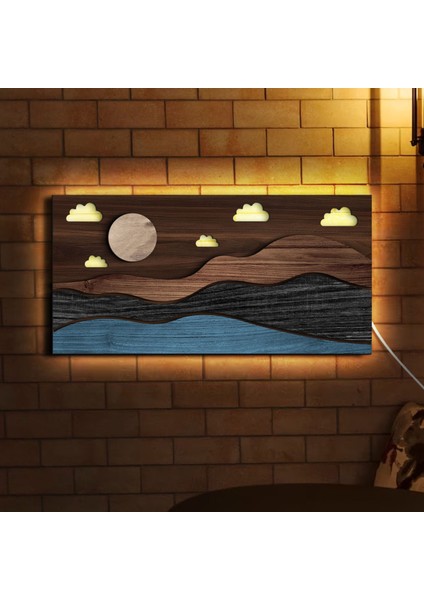 LED Işıklı Dağ Tasarımlı Ahşap Bar TABELASI(38X19CM)-1, Home Bar Tabela, Rustik Ev Dekorasyonu, Duvar Dekoru fırsatları